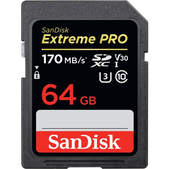 SANDISK SDXC Extreme Pro 64GB 170/90MB/s UHS-I V30 U3 C10 i gruppen HJEMMEELEKTRONIK / Lagringsmedier / Hukommelseskort / SD/SDHC/SDXC hos TP E-commerce Nordic AB (38-74984)