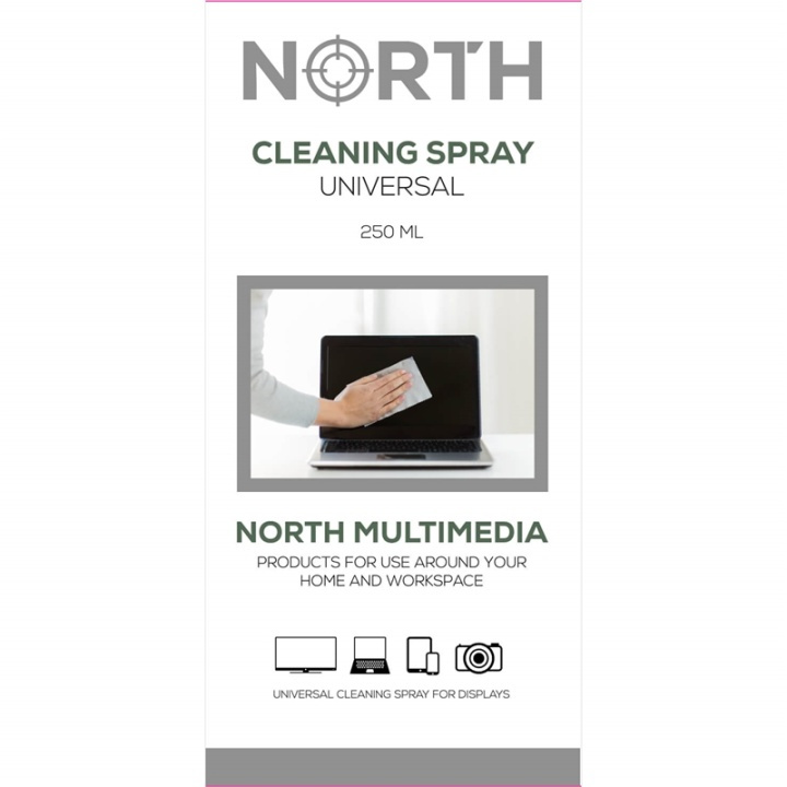North Rengöringskit Universal Vätska 250ml och Rengöringsduk i gruppen HJEMMEELEKTRONIK / Lyd & billede / Tv og tilbehør / Tilbehør hos TP E-commerce Nordic AB (38-75033)