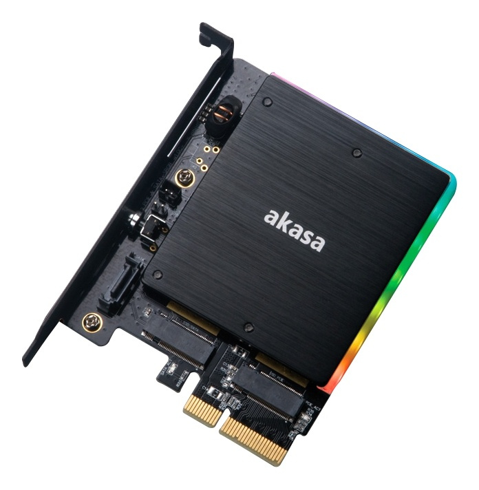 M.2 PCIe and M.2 SATA SSD adapter card with RGB light and heatsink i gruppen COMPUTERTILBEHØR / Computerkomponenter / Harddiske / Adaptere og tilbehør hos TP E-commerce Nordic AB (38-77023)