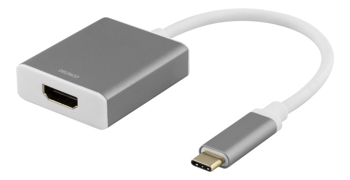 DELTACO USB-C - HDMI, 4096x2160 60Hz, 0.2m, space gray i gruppen HJEMMEELEKTRONIK / Kabler og adaptere / HDMI / Adaptere hos TP E-commerce Nordic AB (38-77081)