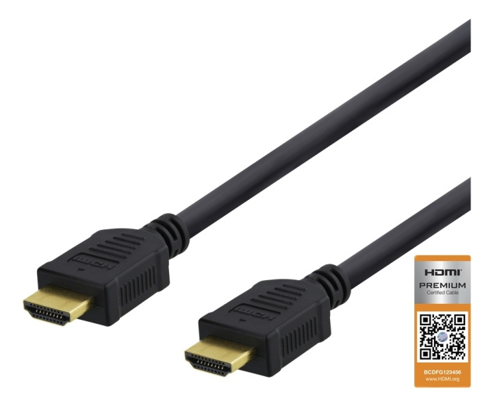 DELTACO High-Speed Premium HDMI cable, 0,5m, Ethernet, 4K UHD, black i gruppen HJEMMEELEKTRONIK / Kabler og adaptere / HDMI / Kabler hos TP E-commerce Nordic AB (38-77105)