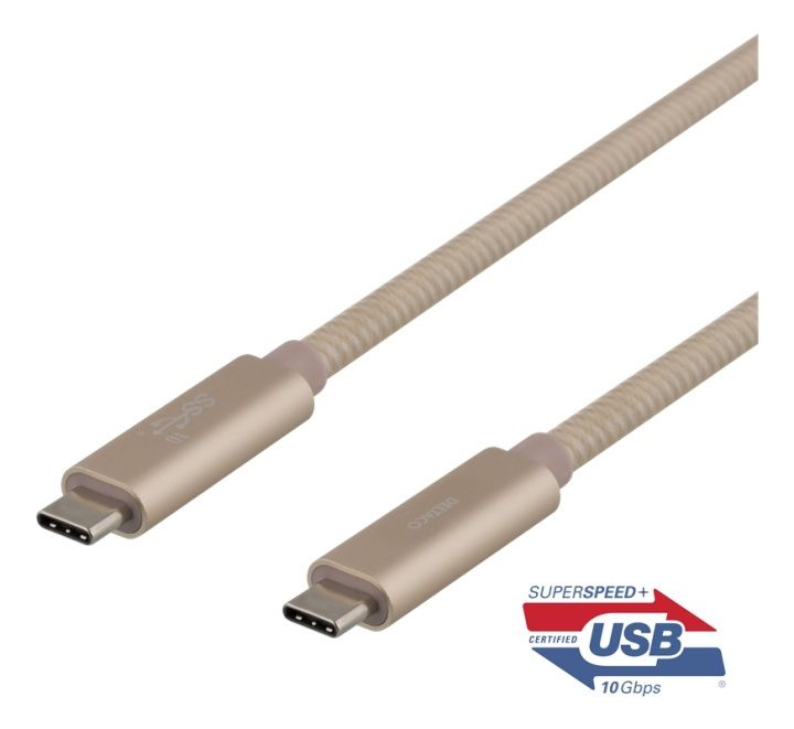 DELTACO USB-C SuperSpeed cable, 0.5m, braided, USB 3.1 Gen 2, 10 Gbps, i gruppen COMPUTERTILBEHØR / Kabler og adaptere / USB / USB-C hos TP E-commerce Nordic AB (38-77106)