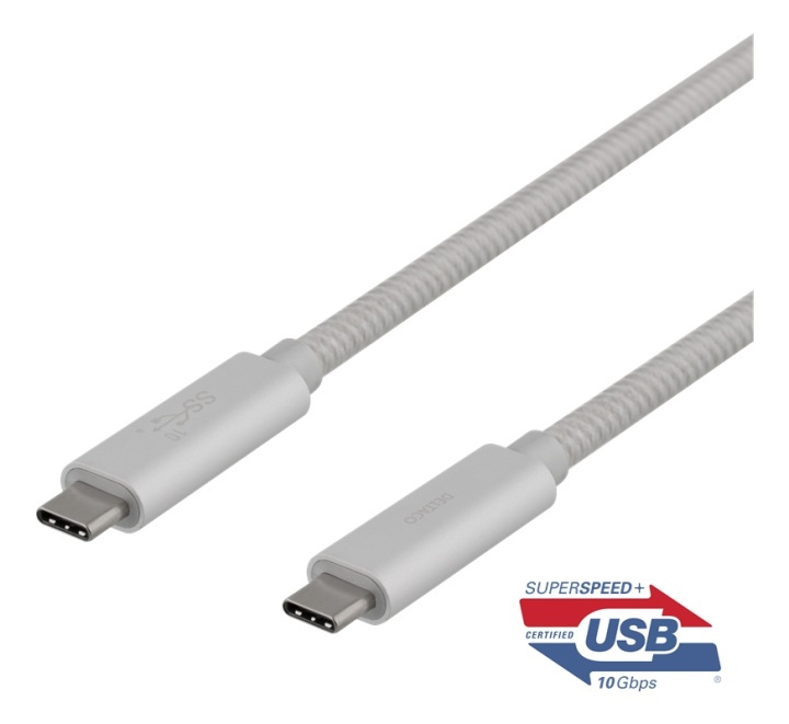 DELTACO USB-C SuperSpeed cable, 0.5m, braided, USB 3.1 Gen 2, 10 Gbps, i gruppen COMPUTERTILBEHØR / Kabler og adaptere / USB / USB-C hos TP E-commerce Nordic AB (38-77108)