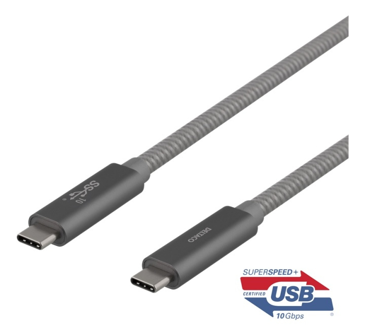 DELTACO USB-C SuperSpeed cable, 1m, braided, USB 3.1 Gen 2, 10 Gbps, 1 i gruppen COMPUTERTILBEHØR / Kabler og adaptere / USB / USB-C hos TP E-commerce Nordic AB (38-77110)