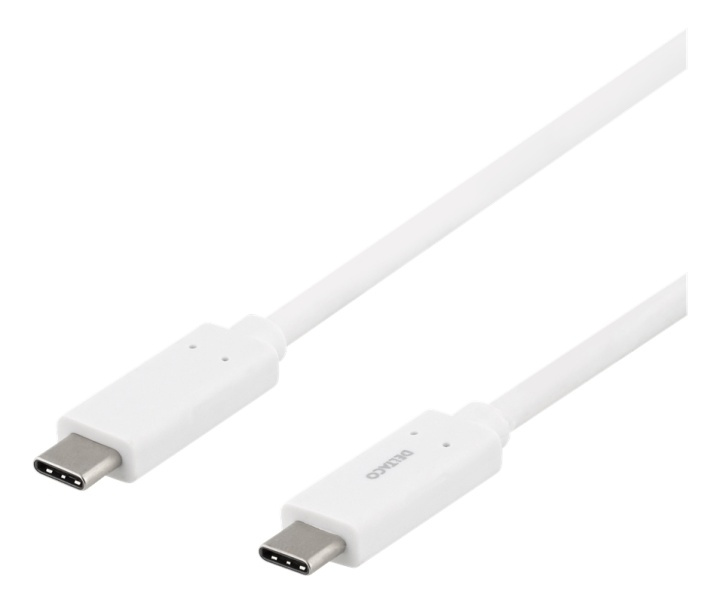 DELTACO USB-C to USB-C cable, 1m, 1.5A, , USB 3.1 Gen, E-Marker, white i gruppen COMPUTERTILBEHØR / Kabler og adaptere / USB / USB-C hos TP E-commerce Nordic AB (38-77116)
