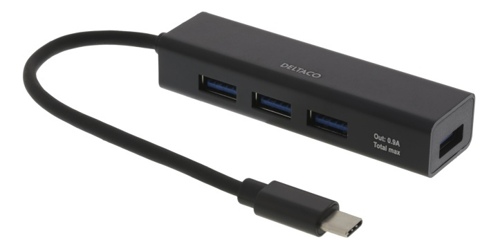 DELTACO USB C HUB 4port Black i gruppen COMPUTERTILBEHØR / Computer Tilbehør / USB-hubs hos TP E-commerce Nordic AB (38-77133)