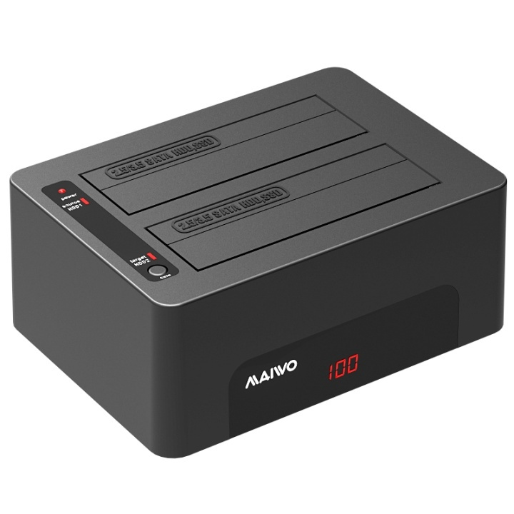 Two bay HDD/SSD docking station, USB 3.1 Gen 1, USB-A, 5 Gbps, black i gruppen COMPUTERTILBEHØR / Bærbare computere og tilbehør / Docking stationer hos TP E-commerce Nordic AB (38-77170)