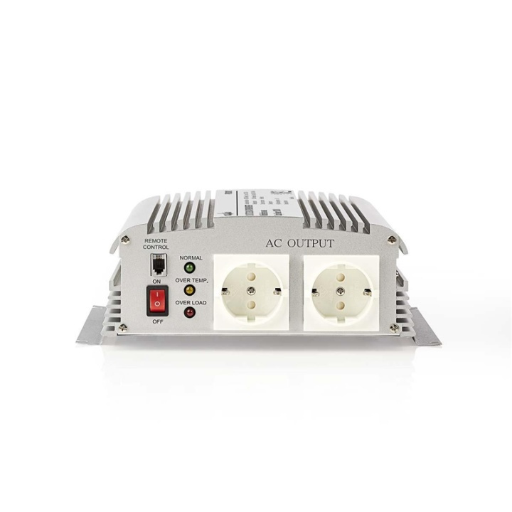 Nedis Power Inverter Modificeret sinus | Indgangsspænding: 12 V DC | Enhedens strømudgangsforbindelse: Type F (CEE 7/3) | 230 V AC 50 Hz | 1000 W | Peak-effekt: 2400 W | Batteriklemmer | Sølv i gruppen HJEM, HUS & HAVE / Elektricitet & Belysning / Transformere hos TP E-commerce Nordic AB (38-77420)