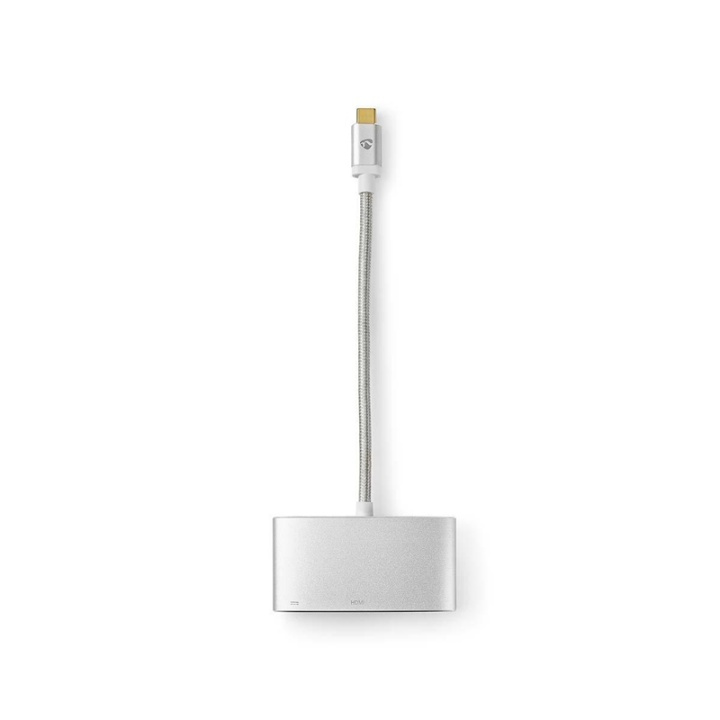 Nedis USB Multi-Port Adapter | USB 3.2 Gen 1 | USB-C™ Han | HDMI ™ -udgang / USB-A Hun / USB-C™ Hun | 5 Gbps | 0.20 m | Runde | Guldplateret | Flettet / Nylon | Sølv | Cover Window Box i gruppen SMARTPHONES & TABLETS / Opladere og kabler / Adaptere hos TP E-commerce Nordic AB (38-77574)