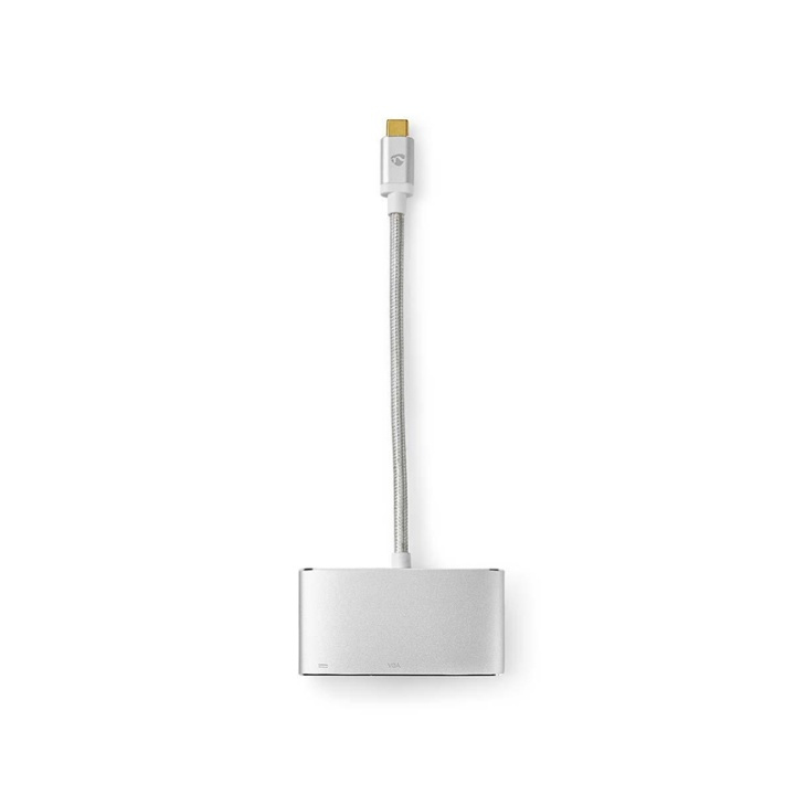 Nedis USB Multi-Port Adapter | 3-in-1 | USB 3.2 Gen 1 | USB-C™ Han | USB-A Hun / USB-C™ Hun / VGA Hun | 5 Gbps | 0.20 m | Runde | Guldplateret | Flettet / Nylon | Sølv | Cover Window Box i gruppen SMARTPHONES & TABLETS / Opladere og kabler / Adaptere hos TP E-commerce Nordic AB (38-77575)