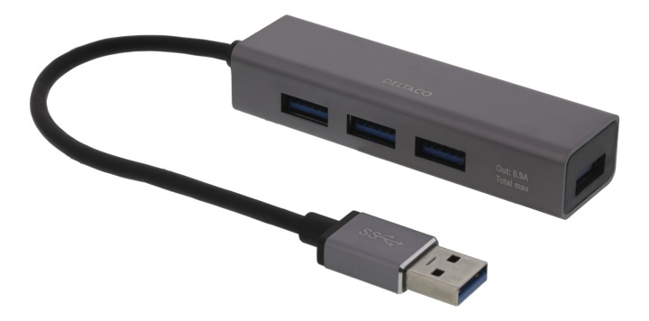 DELTACO USB3.0 4port hub Space Grey i gruppen COMPUTERTILBEHØR / Computer Tilbehør / USB-hubs hos TP E-commerce Nordic AB (38-78191)