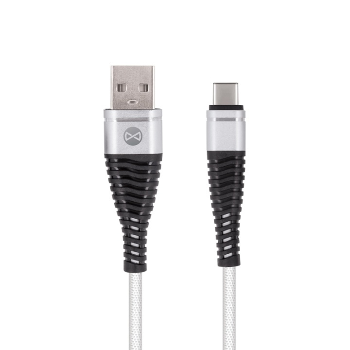 Forever USB Type-C kabel Shark Vit 1m 2A i gruppen SMARTPHONES & TABLETS / Opladere og kabler / Kabler / Kabler Type C hos TP E-commerce Nordic AB (38-78854)