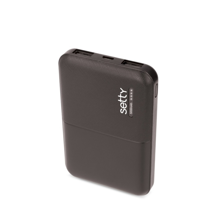 Setty Powerbank 5000 mAh Svart i gruppen SMARTPHONES & TABLETS / Opladere og kabler / Powerbanks hos TP E-commerce Nordic AB (38-79053)