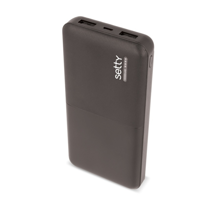 Setty Powerbank 10000 mAh Sort i gruppen SMARTPHONES & TABLETS / Opladere og kabler / Powerbanks hos TP E-commerce Nordic AB (38-79054)