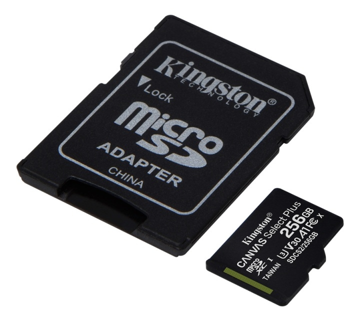 Kingston 256GB micSDXC Canvas Select Plus 100R A1 C10 Card + ADP i gruppen HJEMMEELEKTRONIK / Lagringsmedier / Hukommelseskort / MicroSD/HC/XC hos TP E-commerce Nordic AB (38-79237)