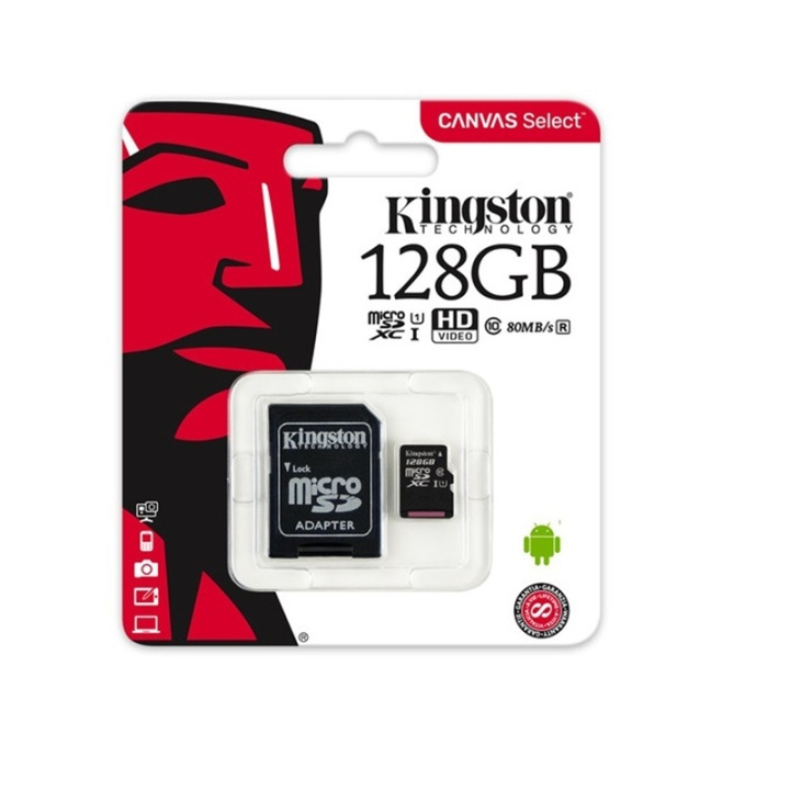 Kingston Canvas Select Minneskort microSDXC (128GB) + Adapter i gruppen HJEMMEELEKTRONIK / Lagringsmedier / Hukommelseskort / MicroSD/HC/XC hos TP E-commerce Nordic AB (38-79324)