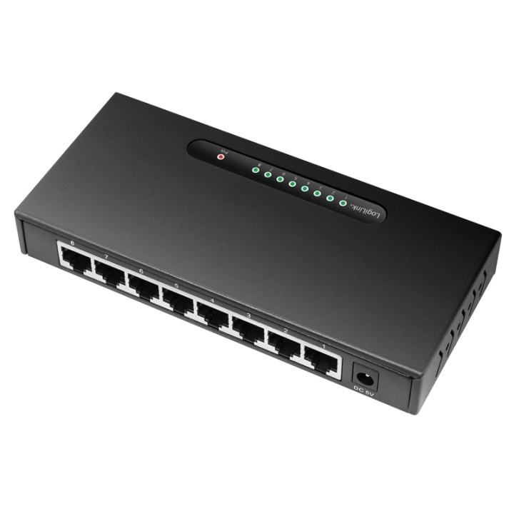 LogiLink Gigabit 8-port Switch Metall i gruppen COMPUTERTILBEHØR / Netværk / Switches / 10/100/1000Mbps hos TP E-commerce Nordic AB (38-79405)