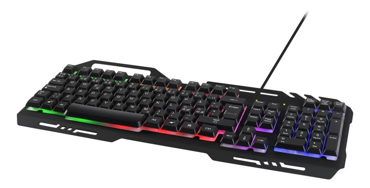 DELTACO GAMING RGB lit keyboard, metal frame, USB, black i gruppen COMPUTERTILBEHØR / GAMING / Tastatur hos TP E-commerce Nordic AB (38-80050)