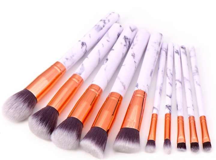 Professionelle, skånsomme makeup-pensler 10-pak, marmorhvid i gruppen SKØNHED & HELSE / Makeup / Værktøj & Makeup sæt / Børster og pensler hos TP E-commerce Nordic AB (38-80288)