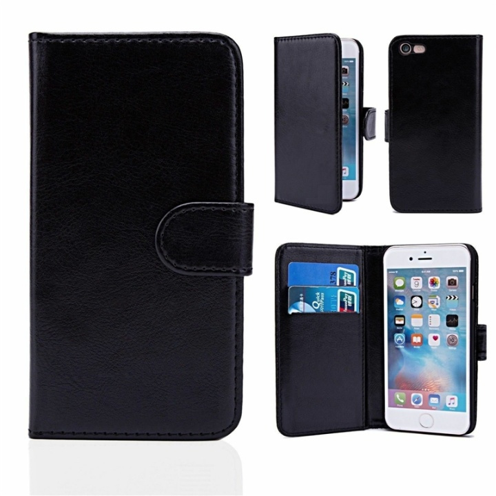 Pungetui i kunstlæder, 2 kortlommer til iPhone 7/8/SE, Sort i gruppen SMARTPHONES & TABLETS / Mobil Beskyttelse / Apple / iPhone 7 / Cover hos TP E-commerce Nordic AB (38-80694)
