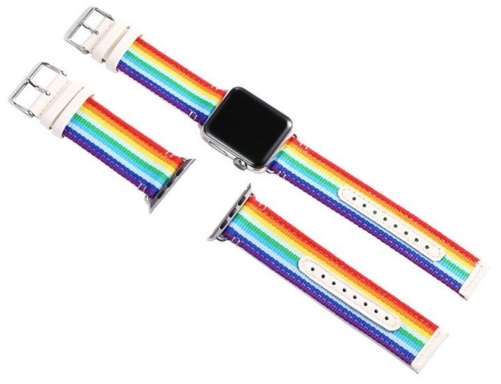 Tekstil urrem til Apple Watch 38 mm, Rainbow i gruppen SMARTPHONES & TABLETS / Træning, hjem og fritid / Apple Watch & Tilbehør / Tilbehør hos TP E-commerce Nordic AB (38-80840)