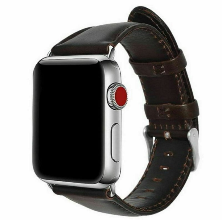 Urrem i kunstlæder til Apple Watch, 38mm, Mørkebrun i gruppen SMARTPHONES & TABLETS / Træning, hjem og fritid / Apple Watch & Tilbehør / Tilbehør hos TP E-commerce Nordic AB (38-80901)
