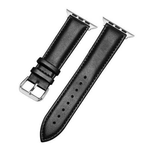 Ur: Læderlignende rem til Apple Watch, 38/40/41mm, Sort i gruppen SMARTPHONES & TABLETS / Træning, hjem og fritid / Apple Watch & Tilbehør / Tilbehør hos TP E-commerce Nordic AB (38-80904)