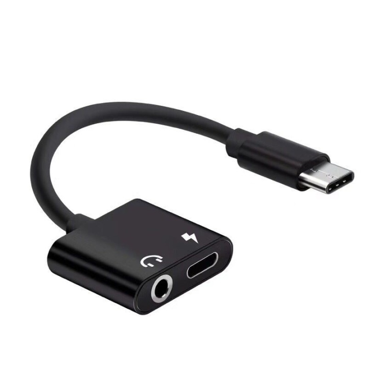 USB-C Dual Adapter, Laddning och 3,5 mm i gruppen SMARTPHONES & TABLETS / Opladere og kabler / Adaptere hos TP E-commerce Nordic AB (38-80914)