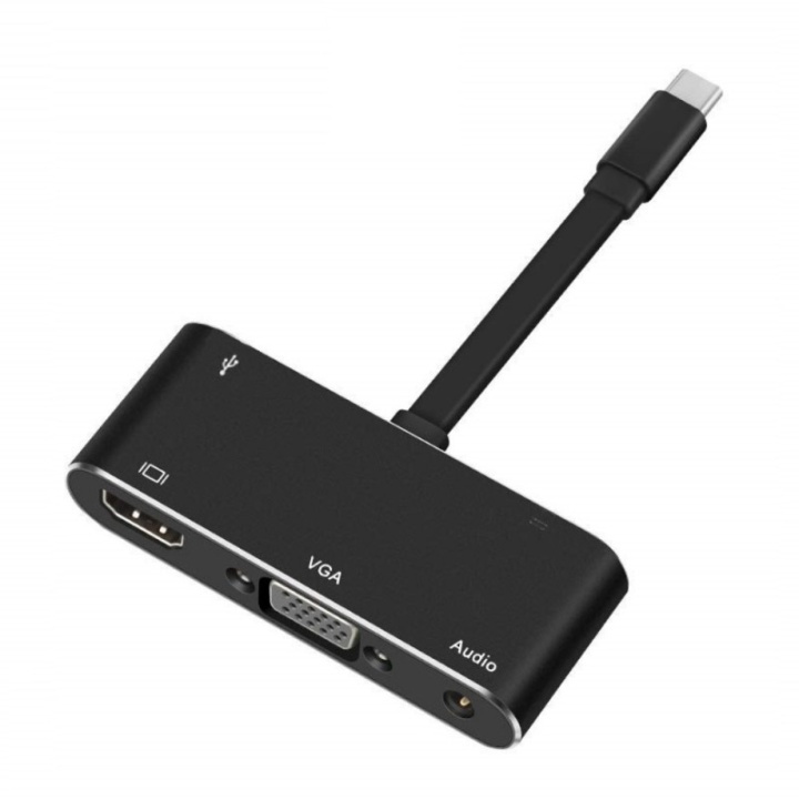 USB-C Multiport Adapter, VGA, HDMI, USB 3.0, 3,5 mm i gruppen COMPUTERTILBEHØR / Kabler og adaptere / Øvrige computer kabler hos TP E-commerce Nordic AB (38-80915)