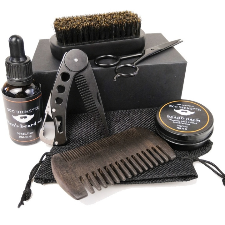Skægplejesæt i 6 dele i gruppen SKØNHED & HELSE / Hår og styling / Barbering og trimning / Skægkamme & barberbørster hos TP E-commerce Nordic AB (38-80988)