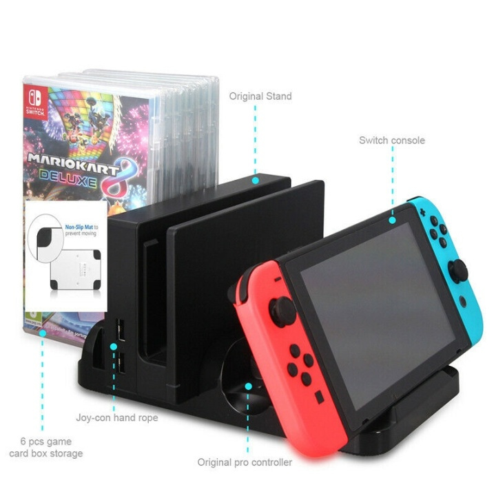 Multifunktionel opladningsstander til Switch i gruppen HJEMMEELEKTRONIK / Spilkonsoller og tilbehør / Nintendo Switch / Tilbehør hos TP E-commerce Nordic AB (38-81216)