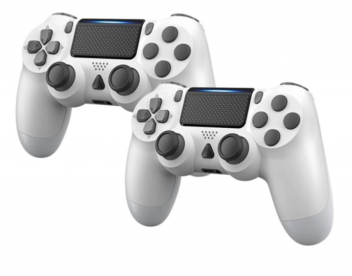 2-pack Trådlös handkontroll till PS4, Vit i gruppen HJEMMEELEKTRONIK / Spilkonsoller og tilbehør / Sony PlayStation 4 hos TP E-commerce Nordic AB (38-81315PKT2)