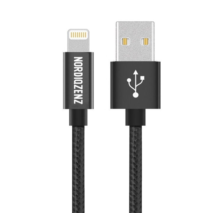 NORDIQZENZ Lightning tekstilkabel, 50 cm, sort i gruppen SMARTPHONES & TABLETS / Opladere og kabler / Kabler / Kabler Lightning hos TP E-commerce Nordic AB (38-81342)