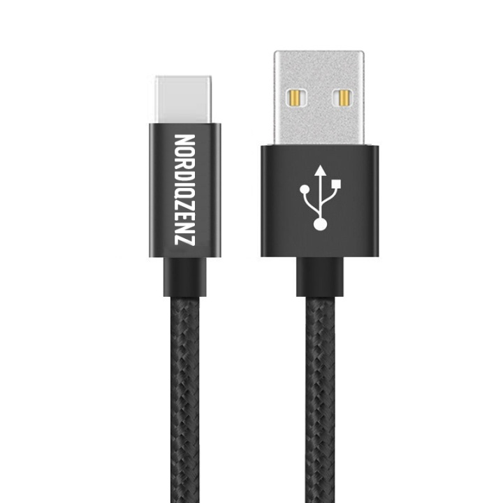 NORDIQZENZ USB-C Tekstilkabel, 20cm, Sort i gruppen SMARTPHONES & TABLETS / Opladere og kabler / Kabler / Kabler Type C hos TP E-commerce Nordic AB (38-81346)