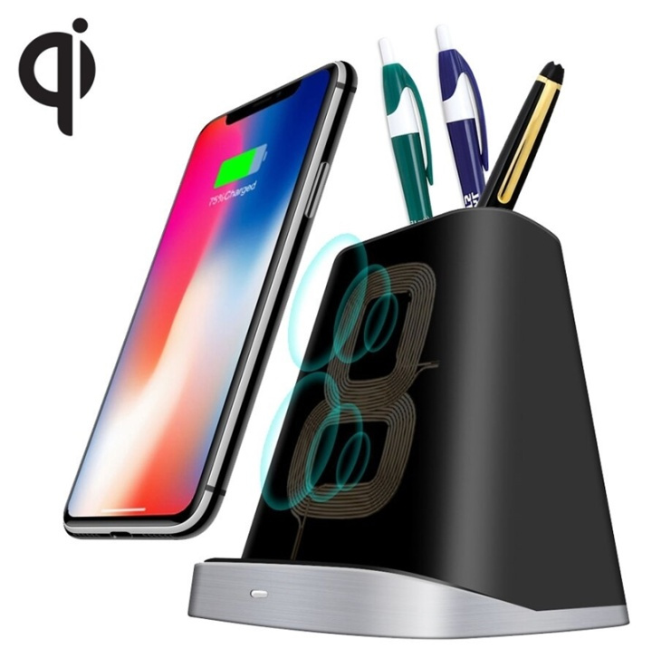 Pladsbesparende pennestativ med trådløs Qi-opladning i gruppen SMARTPHONES & TABLETS / Opladere og kabler / Trådløs Qi oplader hos TP E-commerce Nordic AB (38-81441)