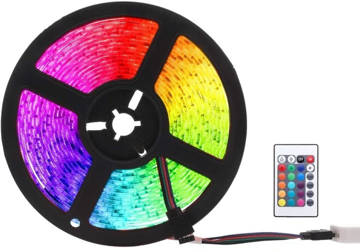 RGB LED-strip med fjärrkontroll, 5m i gruppen HJEMMEELEKTRONIK / Lys / LED-kæder hos TP E-commerce Nordic AB (38-81513)