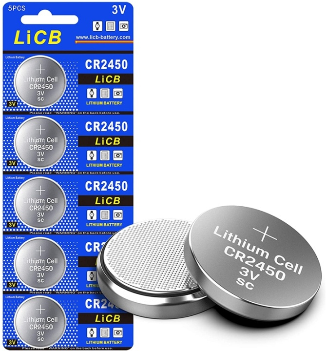 CR2450/3V, knapcellebatteri, lithium, 5-pak i gruppen HJEMMEELEKTRONIK / Batterier og opladere / Batterier / Knapcelle hos TP E-commerce Nordic AB (38-81812)