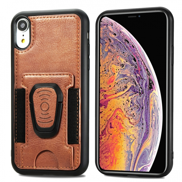 Mobilcover med ringeholder til iPhone 12 mini, Brun i gruppen SMARTPHONES & TABLETS / Mobil Beskyttelse / Apple / iPhone 12 Mini / Cover hos TP E-commerce Nordic AB (38-81981)