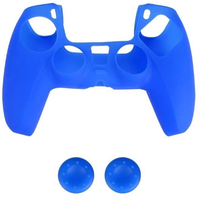 Silikongreb og 2 x Silikonhætte til PS5-controller, Blå i gruppen HJEMMEELEKTRONIK / Spilkonsoller og tilbehør / Sony PlayStation 5 / Tilbehør hos TP E-commerce Nordic AB (38-82105)