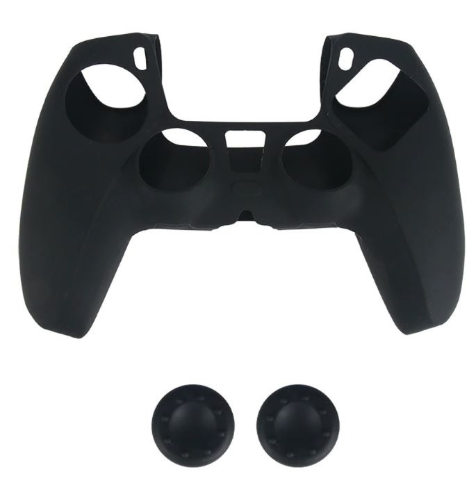 Silikonehåndtag og 2 x silikonehætte til PS5-kontrol, sort i gruppen HJEMMEELEKTRONIK / Spilkonsoller og tilbehør / Sony PlayStation 5 / Tilbehør hos TP E-commerce Nordic AB (38-82117)
