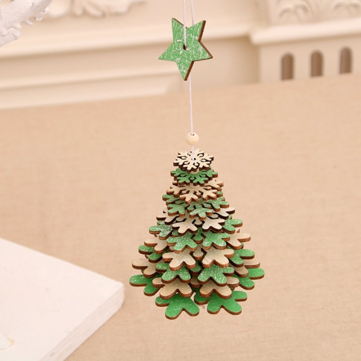 Juletræ med træstjerne, Grøn i gruppen HJEM, HUS & HAVE / Interiør / Julepynt hos TP E-commerce Nordic AB (38-83028)