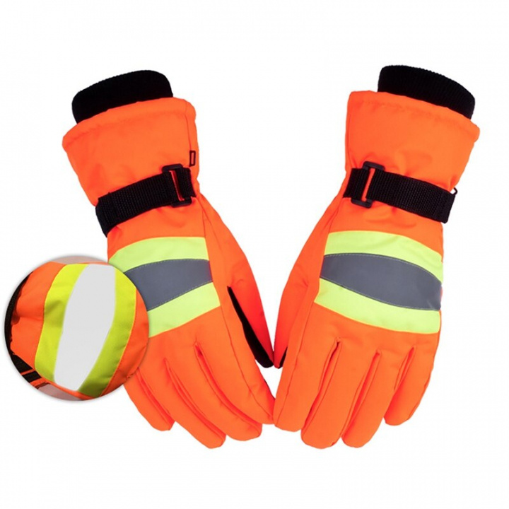 Skihandsker i varsel-farver med reflekser, Orange, Størrelse L i gruppen SPORT, FRITID & HOBBY / Accessories / Vanter & Handsker hos TP E-commerce Nordic AB (38-83035)