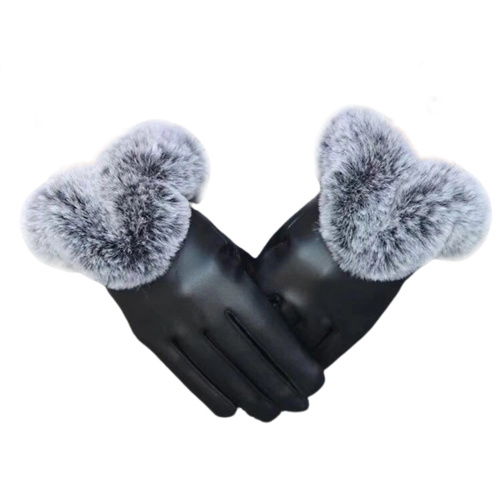 Stilfulde touchscreen-handsker i imiteret læder og imiteret pels, M i gruppen SPORT, FRITID & HOBBY / Accessories / Vanter & Handsker hos TP E-commerce Nordic AB (38-83040)