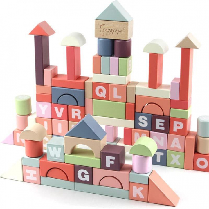 Wooden blocks in fun colors, 94 pcs i gruppen LEGETØJ, BØRN & BABY / Legetøj / Bygge legesager / Klodser hos TP E-commerce Nordic AB (38-83075)