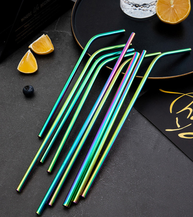 8 colorful straws in stainless steel i gruppen HJEM, HUS & HAVE / Køkkenredskaber / Øvrige køkkenredskaber hos TP E-commerce Nordic AB (38-83191)