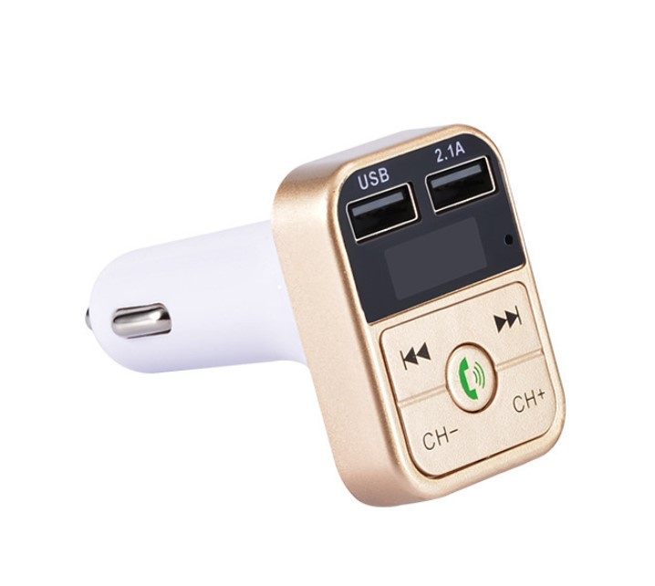 2-i-1 FM-sender med to USB-stik, display og knapper, guld i gruppen BIL / Bil lyd & multimedia / FM-sender hos TP E-commerce Nordic AB (38-83315)