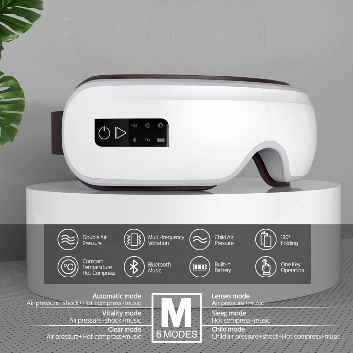 Øjenmassageapparat til trætte øjne med varme og bluetooth-musik, hvid i gruppen SKØNHED & HELSE / Massage og wellness / Massage hos TP E-commerce Nordic AB (38-83336)