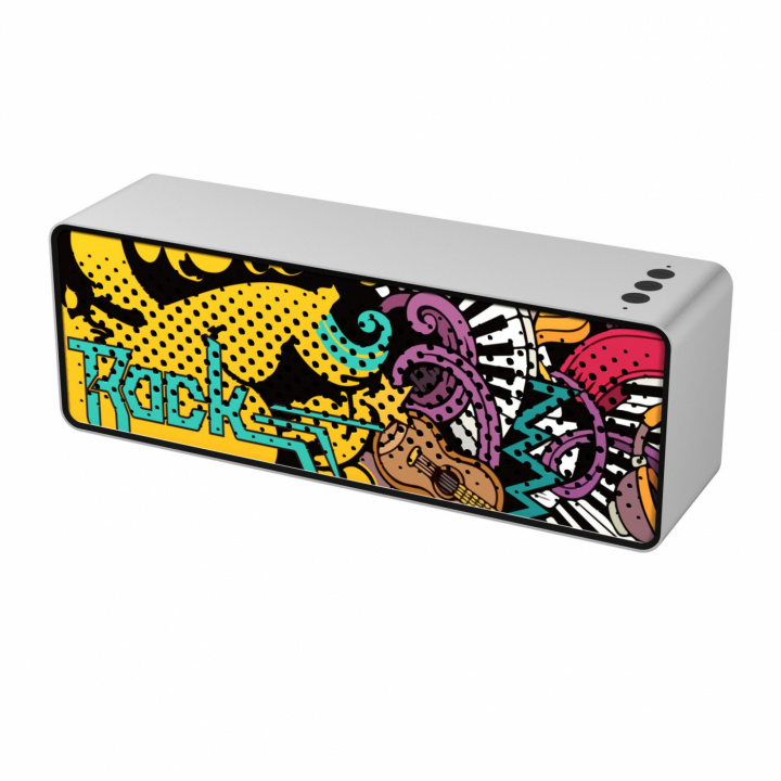 Bluetooth-højttaler, sølv med graffiti i gruppen HJEMMEELEKTRONIK / Lyd & billede / Højttalere & tilbehør / Bluetooth-højttalere / Bærbare højttalere hos TP E-commerce Nordic AB (38-83831)