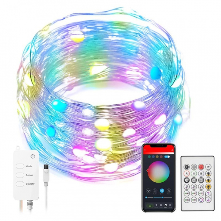 Smart lyskæde RGB, 10 m i gruppen HJEM, HUS & HAVE / Smart hjem / Smart belysning hos TP E-commerce Nordic AB (38-83931)