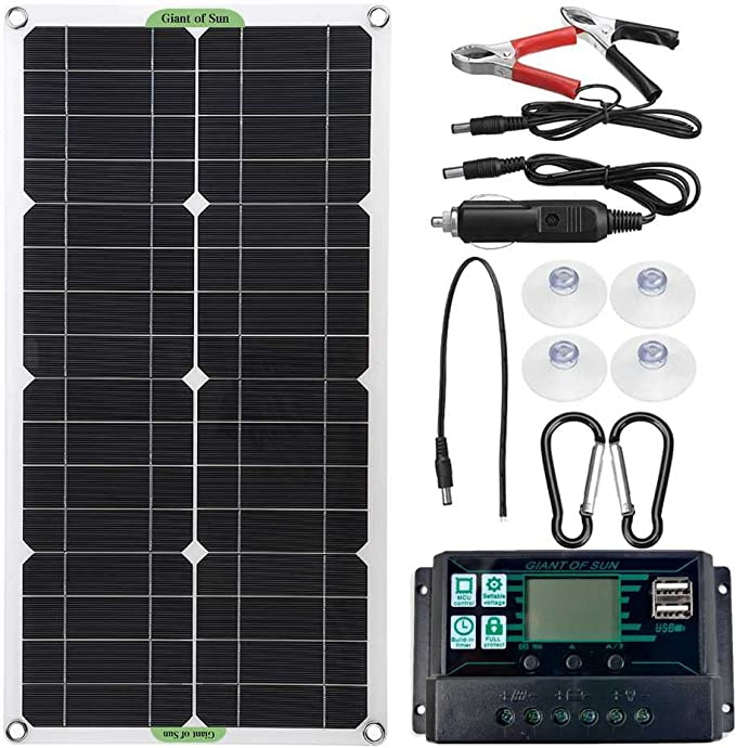 Fleksibelt solcellesæt 50W med laderegulator i gruppen HJEM, HUS & HAVE / Elektricitet & Belysning / Udendørs belysning / Solcellelys hos TP E-commerce Nordic AB (38-83976)